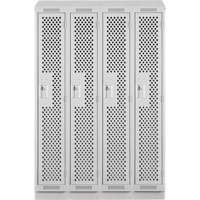 Clean Line Lockers, Bank of 4, 48" x 15" x 82", Steel, Grey, Rivet (Assembled), Perforated Chandler Sales