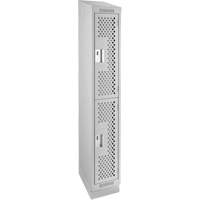 Clean Line Lockers, 2 -tier, 12" x 12" x 82", Steel, Grey, Rivet (Assembled), Perforated Chandler Sales