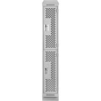 Clean Line Lockers, 2 -tier, 12" x 12" x 82", Steel, Grey, Rivet (Assembled), Perforated Chandler Sales