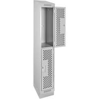 Clean Line Lockers, 2 -tier, 12" x 12" x 82", Steel, Grey, Rivet (Assembled), Perforated Chandler Sales