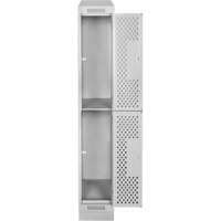 Clean Line Lockers, 2 -tier, 12" x 12" x 82", Steel, Grey, Rivet (Assembled), Perforated Chandler Sales