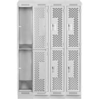 Clean Line Lockers, 2 -tier, Bank of 4, 48" x 15" x 82", Steel, Grey, Rivet (Assembled), Perforated Chandler Sales