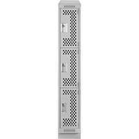 Casiers Clean Line, 3 niveaux, 12" x 18" x 82", Acier, Gris, Rivet (assembl&eacute;), Perfor&eacute; Chandler Sales