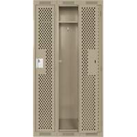 Clean Line Lockers, Bank of 3, 36" x 15" x 72", Steel, Beige, Rivet (Assembled), Perforated Chandler Sales