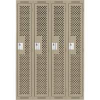 Clean Line Lockers, Bank of 4, 48" x 15" x 72", Steel, Beige, Rivet (Assembled), Perforated Chandler Sales