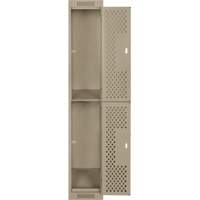 Clean Line Lockers, 2 -tier, 12" x 12" x 72", Steel, Beige, Rivet (Assembled), Perforated Chandler Sales