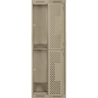 Clean Line Lockers, 2 -tier, Bank of 2, 24" x 12" x 72", Steel, Beige, Rivet (Assembled), Perforated Chandler Sales