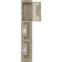 Clean Line Lockers, 3 -tier, 12" x 12" x 72", Steel, Beige, Rivet (Assembled), Perforated Chandler Sales