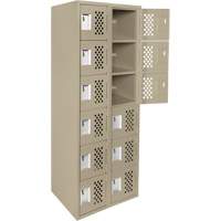 Clean-Line Perforated Lockerette, 6 -tier, Bank of 2, 15" x 72" x 12", Steel Chandler Sales