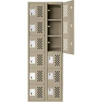 Clean-Line Perforated Lockerette, 6 -tier, Bank of 2, 15" x 72" x 12", Steel Chandler Sales