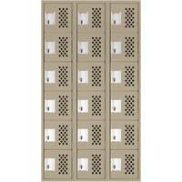Clean-Line Perforated Lockerette, 6 -tier, Bank of 3, 15" x 72" x 12", Steel Chandler Sales