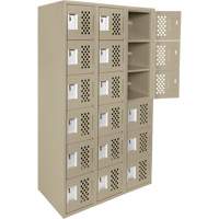 Clean-Line Perforated Lockerette, 6 -tier, Bank of 3, 15" x 72" x 12", Steel Chandler Sales