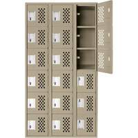 Clean-Line Perforated Lockerette, 6 -tier, Bank of 3, 15" x 72" x 12", Steel Chandler Sales
