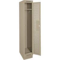 Clean Line Lockers, 12" x 18" x 76", Steel, Beige, Rivet (Assembled), Perforated Chandler Sales