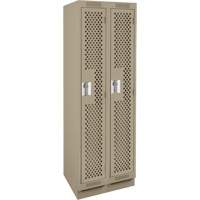 Clean Line Lockers, Bank of 2, 24" x 18" x 76", Steel, Beige, Rivet (Assembled), Perforated Chandler Sales