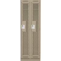 Clean Line Lockers, Bank of 2, 24" x 18" x 76", Steel, Beige, Rivet (Assembled), Perforated Chandler Sales