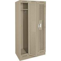 Clean Line Lockers, Bank of 3, 36" x 18" x 76", Steel, Beige, Rivet (Assembled), Perforated Chandler Sales