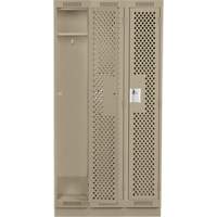 Clean Line Lockers, Bank of 3, 36" x 18" x 76", Steel, Beige, Rivet (Assembled), Perforated Chandler Sales