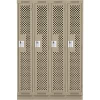Clean Line Lockers, Bank of 4, 48" x 18" x 76", Steel, Beige, Rivet (Assembled), Perforated Chandler Sales