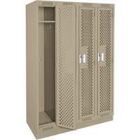 Clean Line Lockers, Bank of 4, 48" x 18" x 76", Steel, Beige, Rivet (Assembled), Perforated Chandler Sales