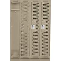 Clean Line Lockers, Bank of 4, 48" x 18" x 76", Steel, Beige, Rivet (Assembled), Perforated Chandler Sales