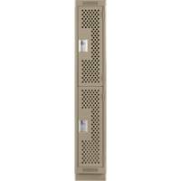 Clean Line Lockers, 2 -tier, 12" x 12" x 76", Steel, Beige, Rivet (Assembled), Perforated Chandler Sales