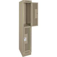 Clean Line Lockers, 2 -tier, 12" x 12" x 76", Steel, Beige, Rivet (Assembled), Perforated Chandler Sales