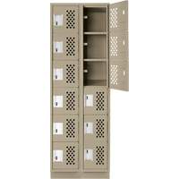 Assembled Lockerettes Clean Line Perforated Economy Lockers, 6 -tier, Bank of 2, 18" x 72" x 12", Steel Chandler Sales