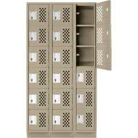 Assembled Lockerettes Clean Line Perforated Economy Lockers, 6 -tier, Bank of 3, 18" x 72" x 12", Steel Chandler Sales