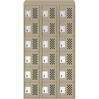 Clean-Line Perforated Lockerette, 6 -tier, Bank of 3, 12" x 72" x 12", Steel Chandler Sales