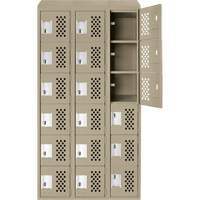 Clean-Line Perforated Lockerette, 6 -tier, Bank of 3, 12" x 72" x 12", Steel Chandler Sales