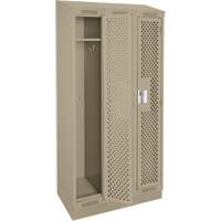 Clean Line Lockers, Bank of 3, 36" x 15" x 82", Steel, Beige, Rivet (Assembled), Perforated Chandler Sales