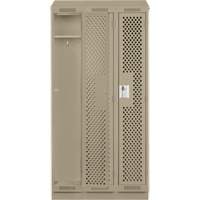 Clean Line Lockers, Bank of 3, 36" x 15" x 82", Steel, Beige, Rivet (Assembled), Perforated Chandler Sales