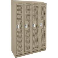Clean Line Lockers, Bank of 4, 48" x 15" x 82", Steel, Beige, Rivet (Assembled), Perforated Chandler Sales