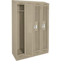 Clean Line Lockers, Bank of 4, 48" x 15" x 82", Steel, Beige, Rivet (Assembled), Perforated Chandler Sales