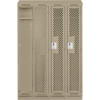 Clean Line Lockers, Bank of 4, 48" x 15" x 82", Steel, Beige, Rivet (Assembled), Perforated Chandler Sales