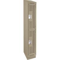 Clean Line Lockers, 2 -tier, 12" x 15" x 82", Steel, Beige, Rivet (Assembled), Perforated Chandler Sales