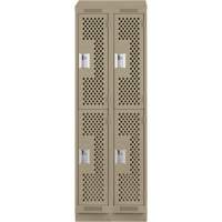 Clean Line Lockers, 2 -tier, Bank of 2, 24" x 15" x 82", Steel, Beige, Rivet (Assembled), Perforated Chandler Sales