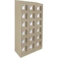 Assembled Lockerettes Clean Line Perforated Economy Lockers, 6 -tier, Bank of 3, 18" x 72" x 12", Steel Chandler Sales