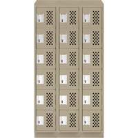 Assembled Lockerettes Clean Line Perforated Economy Lockers, 6 -tier, Bank of 3, 18" x 72" x 12", Steel Chandler Sales