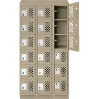 Assembled Lockerettes Clean Line Perforated Economy Lockers, 6 -tier, Bank of 3, 18" x 72" x 12", Steel Chandler Sales