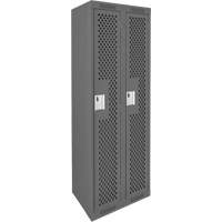 Clean Line Lockers, Bank of 2, 24" x 15" x 72", Steel, Charcoal, Rivet (Assembled), Perforated Chandler Sales
