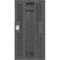 Clean Line Lockers, Bank of 3, 36" x 15" x 72", Steel, Charcoal, Rivet (Assembled), Perforated Chandler Sales