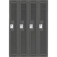 Clean Line Lockers, Bank of 4, 48" x 15" x 72", Steel, Charcoal, Rivet (Assembled), Perforated Chandler Sales