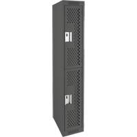 Clean Line Lockers, 2 -tier, 12" x 12" x 72", Steel, Charcoal, Rivet (Assembled), Perforated Chandler Sales