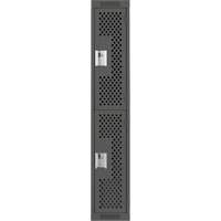Clean Line Lockers, 2 -tier, 12" x 12" x 72", Steel, Charcoal, Rivet (Assembled), Perforated Chandler Sales