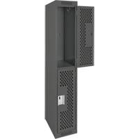 Clean Line Lockers, 2 -tier, 12" x 12" x 72", Steel, Charcoal, Rivet (Assembled), Perforated Chandler Sales
