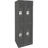 Clean Line Lockers, 2 -tier, Bank of 2, 24" x 12" x 72", Steel, Charcoal, Rivet (Assembled), Perforated Chandler Sales