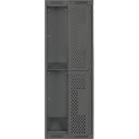 Clean Line Lockers, 2 -tier, Bank of 2, 24" x 12" x 72", Steel, Charcoal, Rivet (Assembled), Perforated Chandler Sales