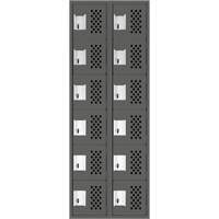 Clean-Line Perforated Lockerette, 6 -tier, Bank of 2, 15" x 72" x 12", Steel Chandler Sales